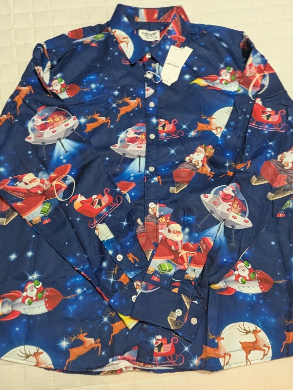 NWT Tunevuse Christmas button down mens XXL shirt
